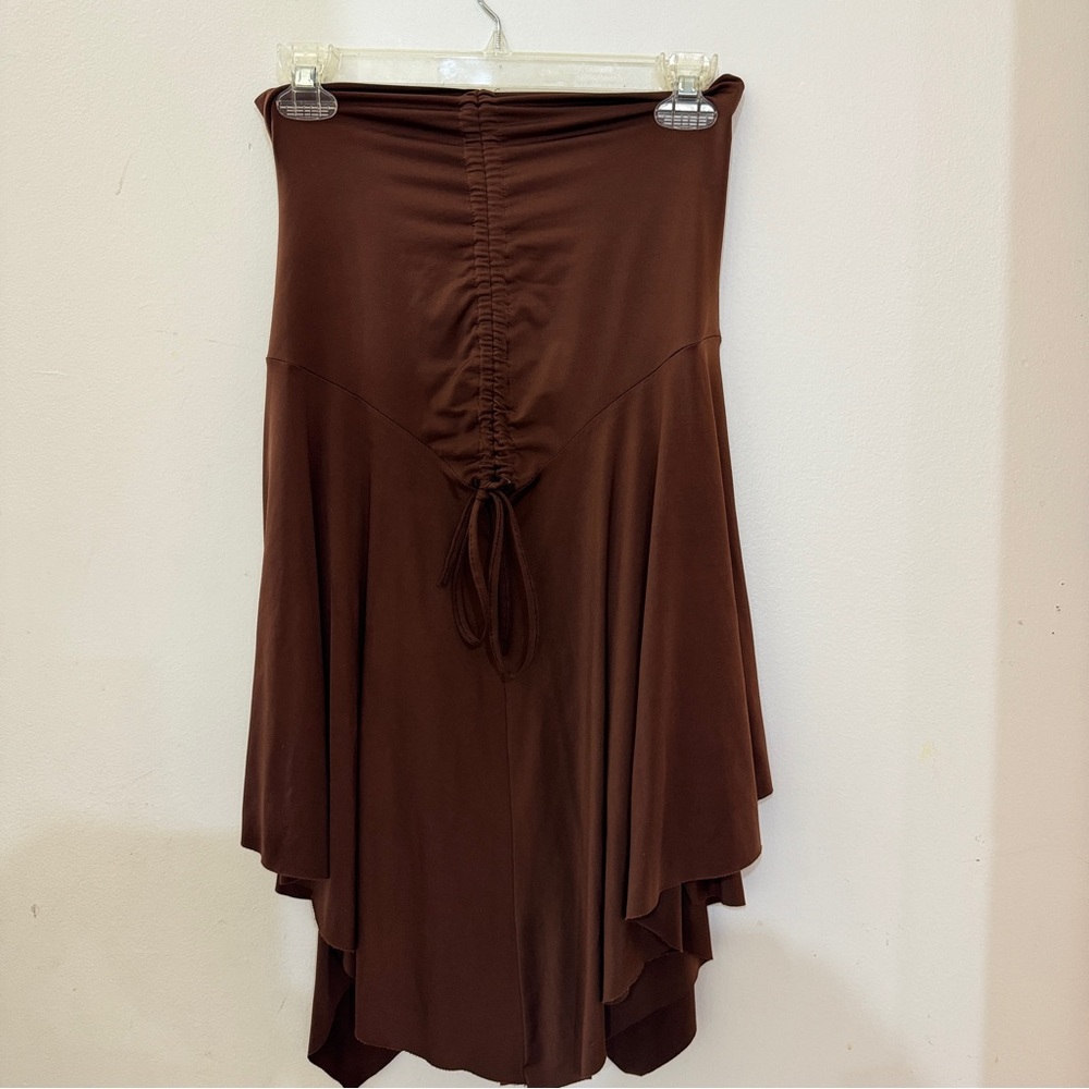 Vintage Luly K brown asymmetrical fairy whimsy coquette festival dress or skirt